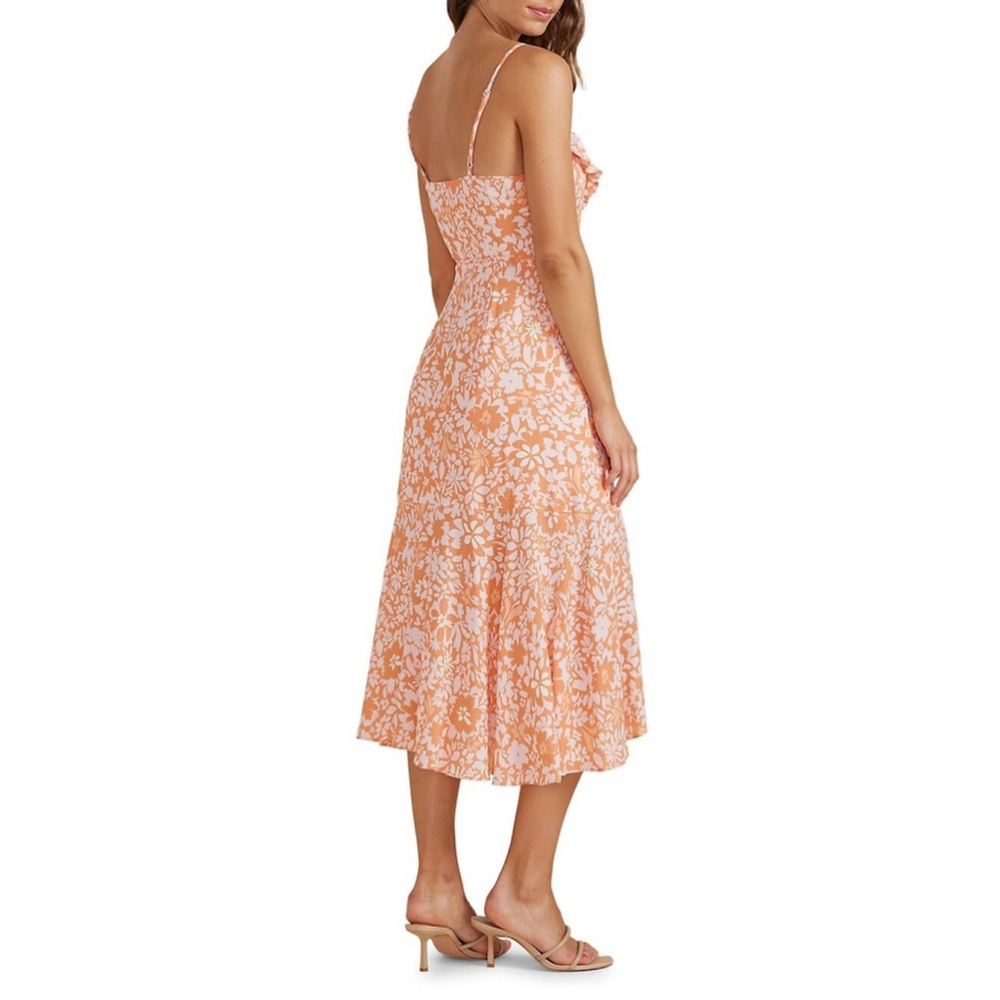 MINKPINK Aurora Marli Midi Dress Size Medium Floral Wrap A-Line - Picture 2 of 16